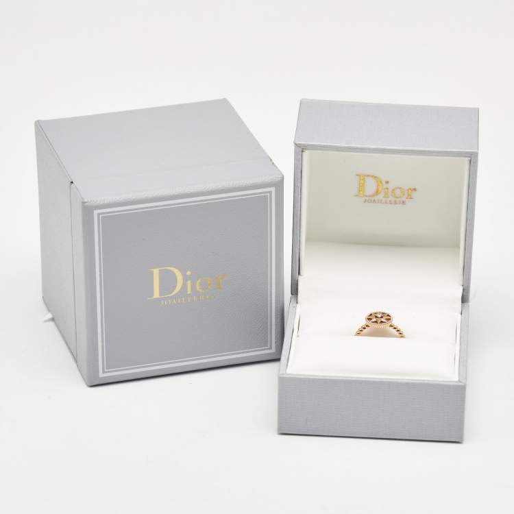 Pre Owned Dior Rose Des Vents Pink Opal Diamond 18k Rose Gold Ring Size 52
