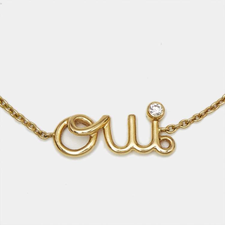 Pre Owned Dior 'Oui' Diamond 18k Yellow Gold Bracelet
