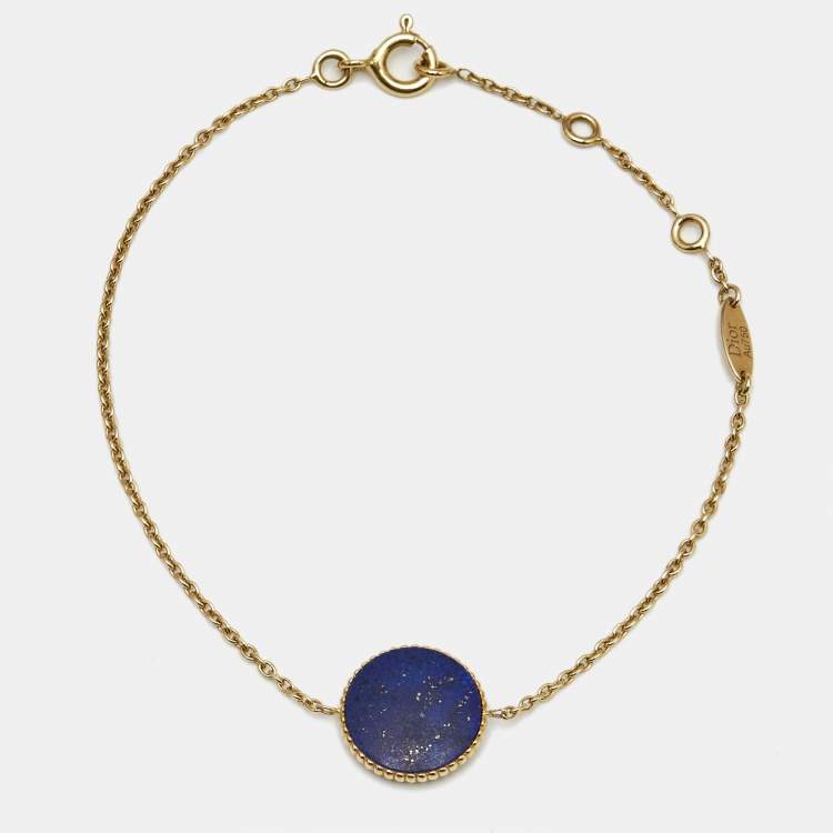 Pre Owned Dior Rose Des Vents Lapis Lazuli Diamond 18k Yellow Gold Bracelet