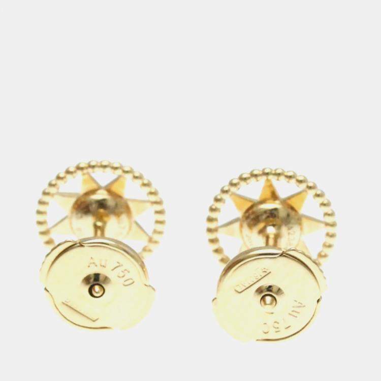 Pre Owned Christian Dior Rose Des Vents Earrings Small Diamond 18K Pink Gold Stud Earrings