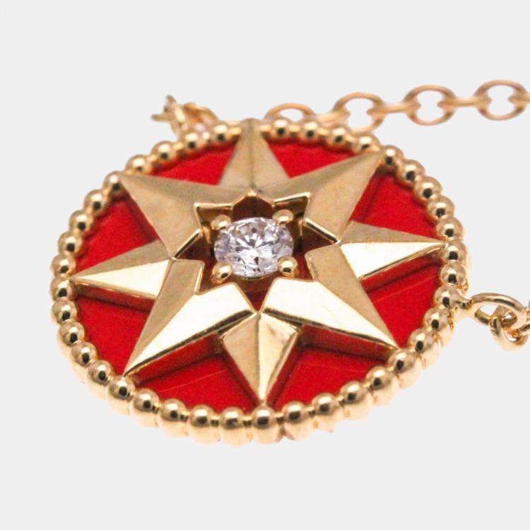 Pre Owned Dior Rose des Vents 18K Rose Gold and Diamond Pendant Necklace