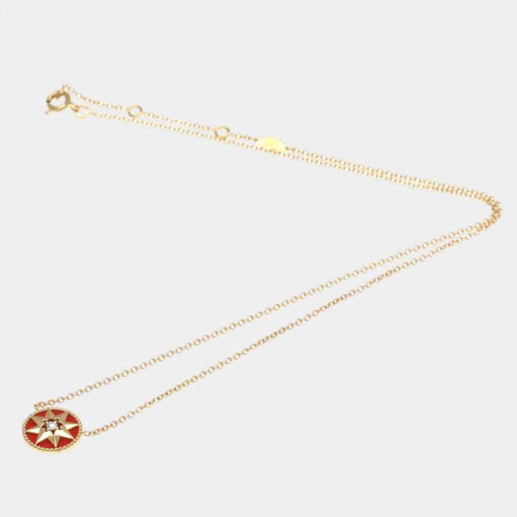 Pre Owned Dior Rose des Vents 18K Rose Gold and Diamond Pendant Necklace