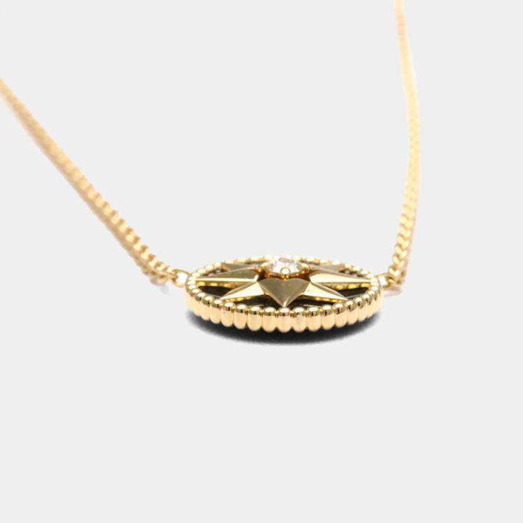 Pre Owned Dior Rose des Vents 18K Rose Gold and Diamond Pendant Necklace