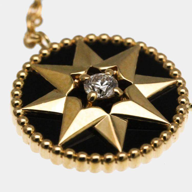 Pre Owned Dior Rose des Vents 18K Rose Gold and Diamond Pendant Necklace