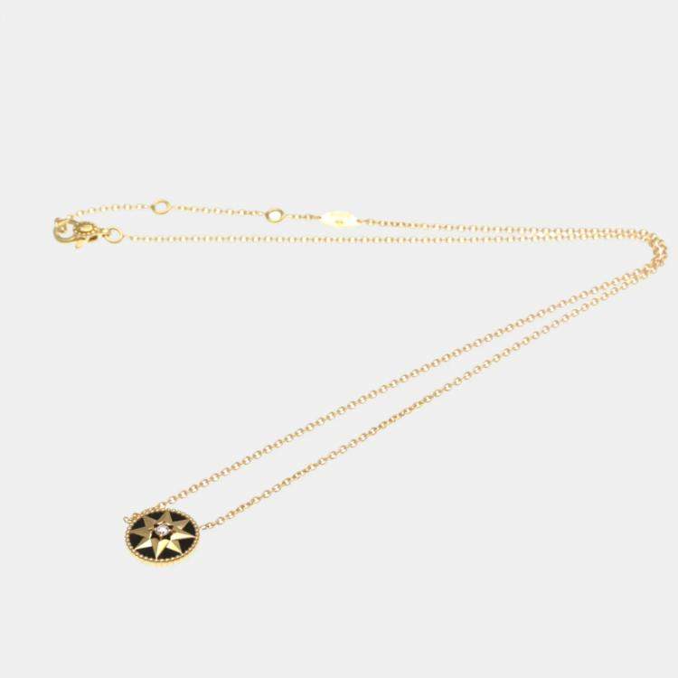 Pre Owned Dior Rose des Vents 18K Rose Gold and Diamond Pendant Necklace