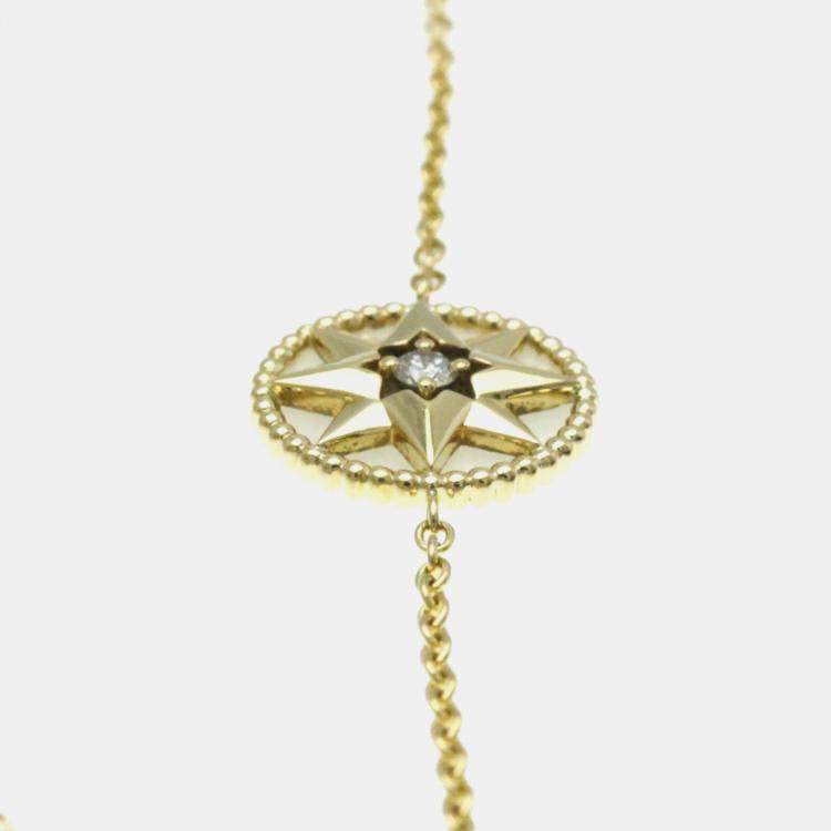 Pre Owned Christian Dior Rose des Vents 18K Yellow Gold Diamond Mother of Pearl Bracelet