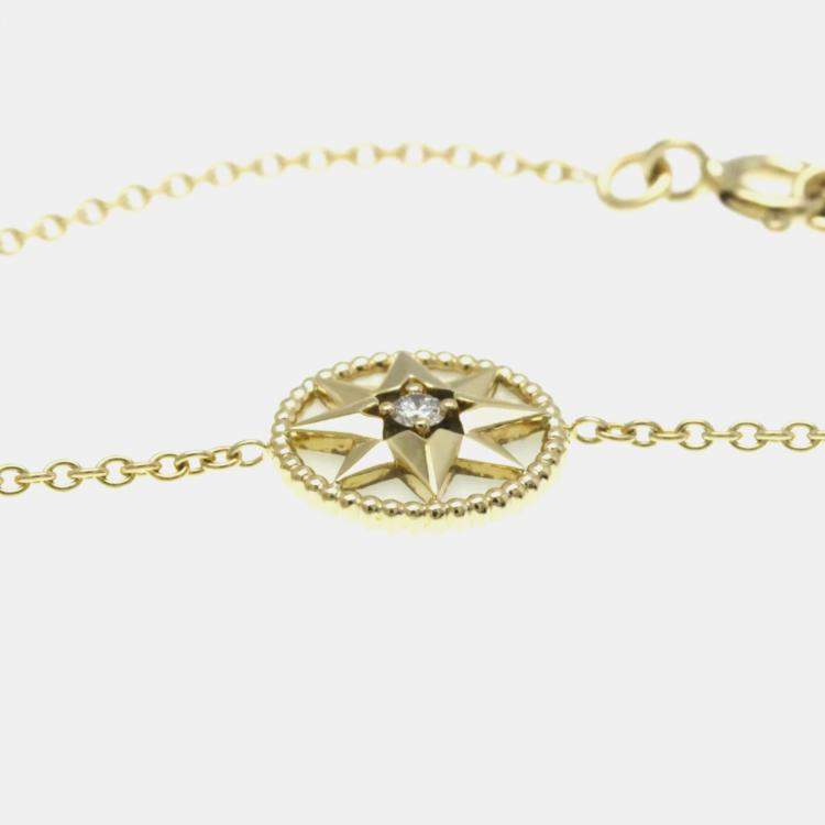 Pre Owned Christian Dior Rose des Vents 18K Yellow Gold Diamond Mother of Pearl Bracelet