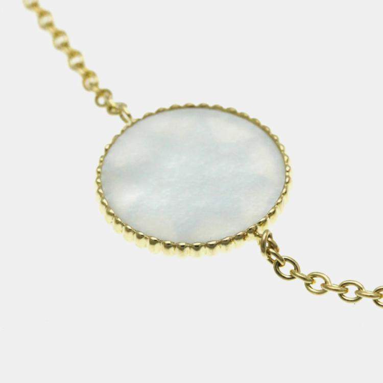 Pre Owned Christian Dior Rose des Vents 18K Yellow Gold Diamond Mother of Pearl Bracelet