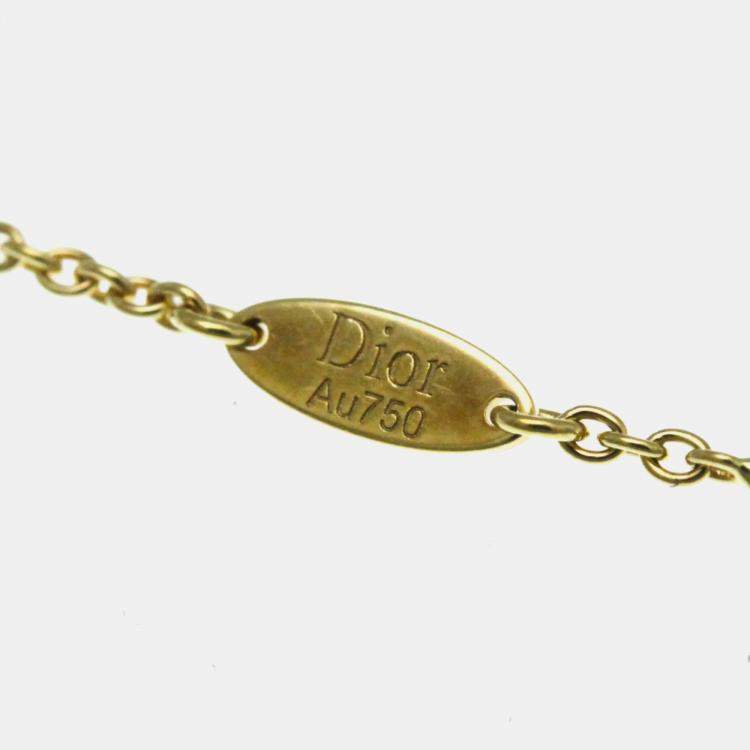 Pre Owned Christian Dior Rose des Vents 18K Yellow Gold Malachite Pendant Necklace