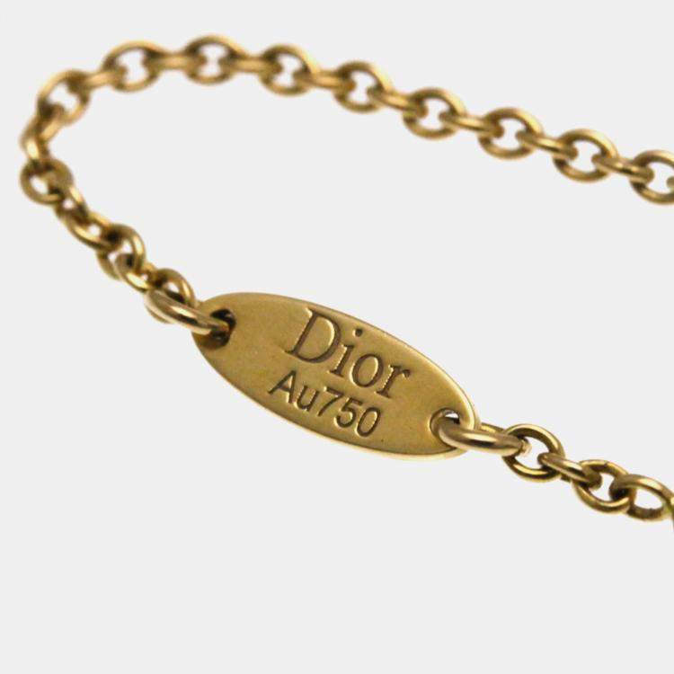 Pre Owned Christian Dior Rose des Vents18K  Pink Gold Diamond Onyx Pendant Necklace