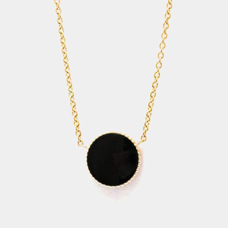 Pre Owned Christian Dior Rose des Vents18K  Pink Gold Diamond Onyx Pendant Necklace