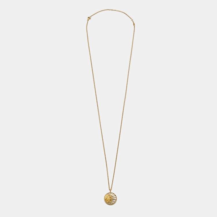 Pre Owned Dior Céleste Onyx Mother of Pearl Diamond 18k Yellow Gold Pendant Necklace