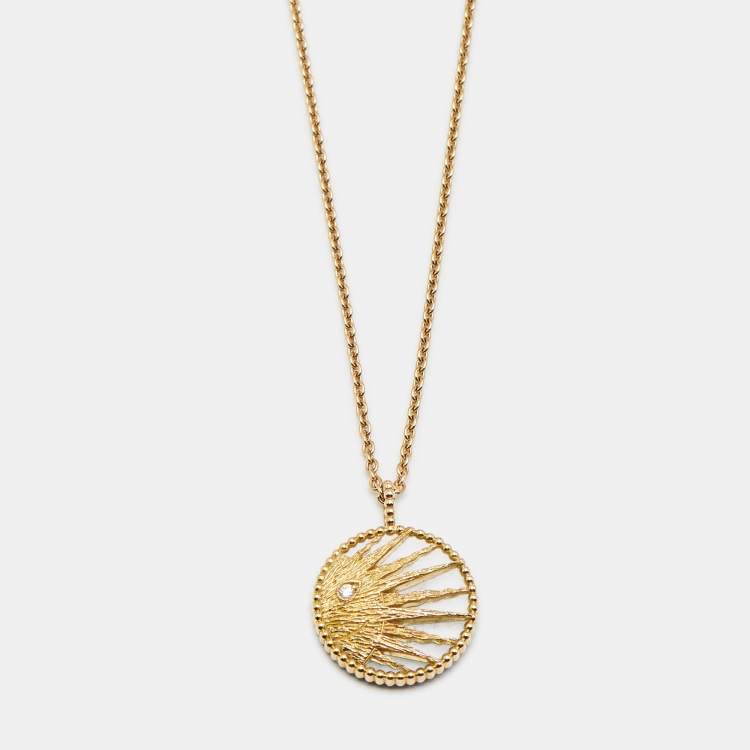 Pre Owned Dior Céleste Onyx Mother of Pearl Diamond 18k Yellow Gold Pendant Necklace