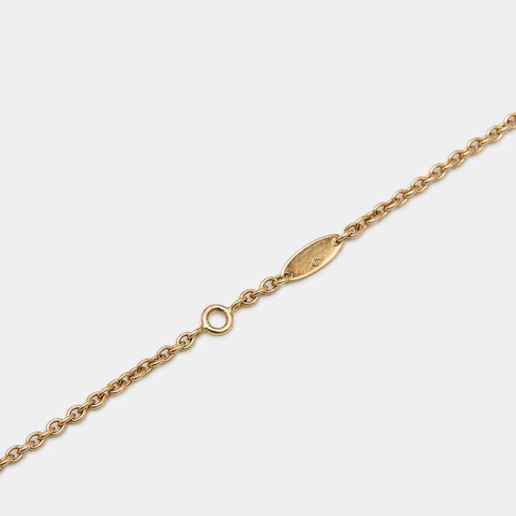 Pre Owned Dior Céleste Onyx Mother of Pearl Diamond 18k Yellow Gold Pendant Necklace
