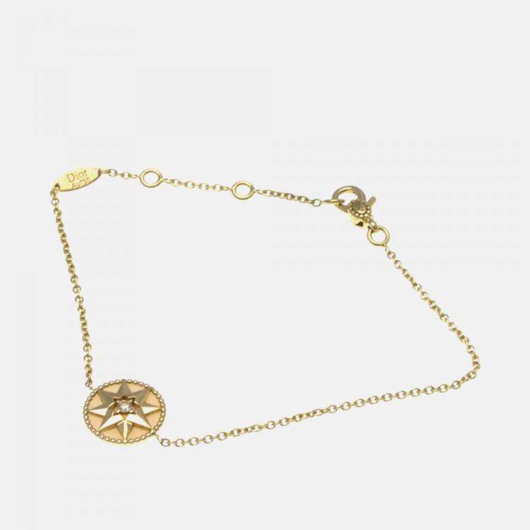 Pre Owned Christian Dior Rose Des Vents 18K Pink Gold Diamond Opal Charm Bracelet
