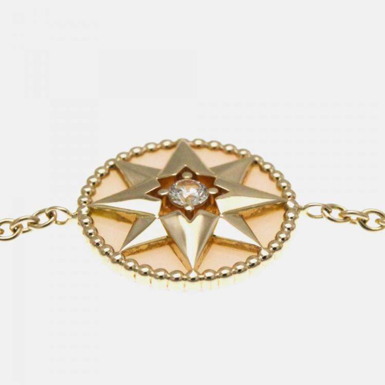 Pre Owned Christian Dior Rose Des Vents 18K Pink Gold Diamond Opal Charm Bracelet