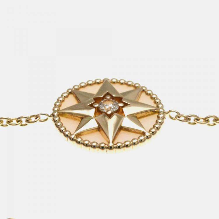 Pre Owned Christian Dior Rose Des Vents 18K Pink Gold Diamond Opal Charm Bracelet