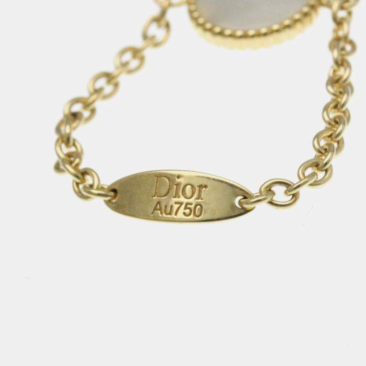 Pre Owned Christian Dior Rose Des Vents Ring Yellow Gold 18K Diamond Mother Of Pearl Band Ring Gold