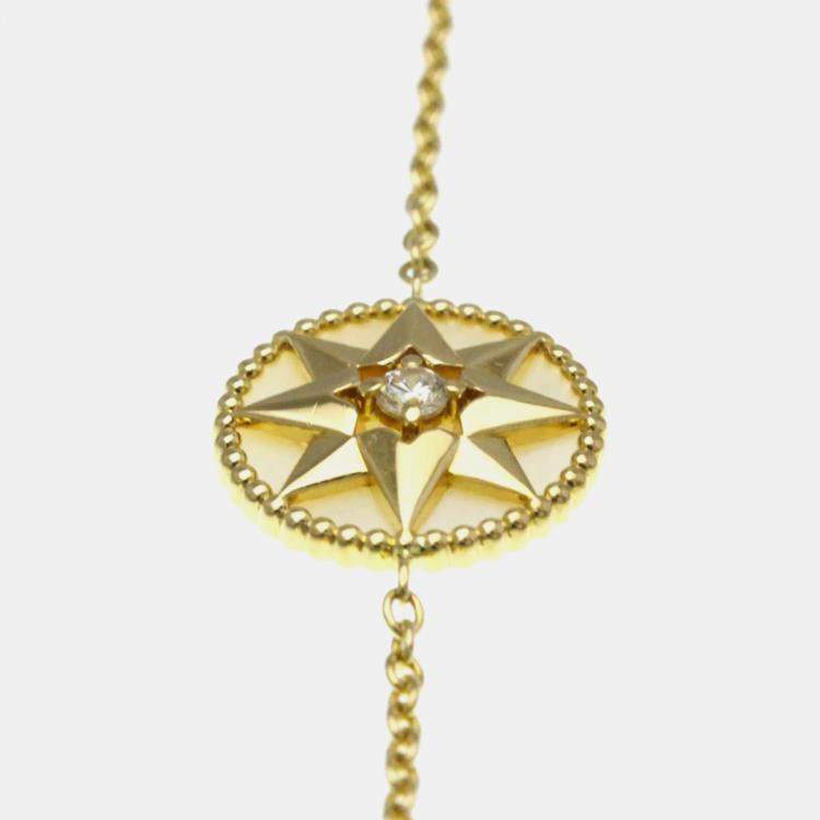 Pre Owned Christian Dior Rose des Vents 18k Yellow Gold Charm Bracelet