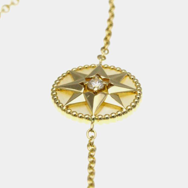 Pre Owned Christian Dior Rose des Vents 18k Yellow Gold Charm Bracelet