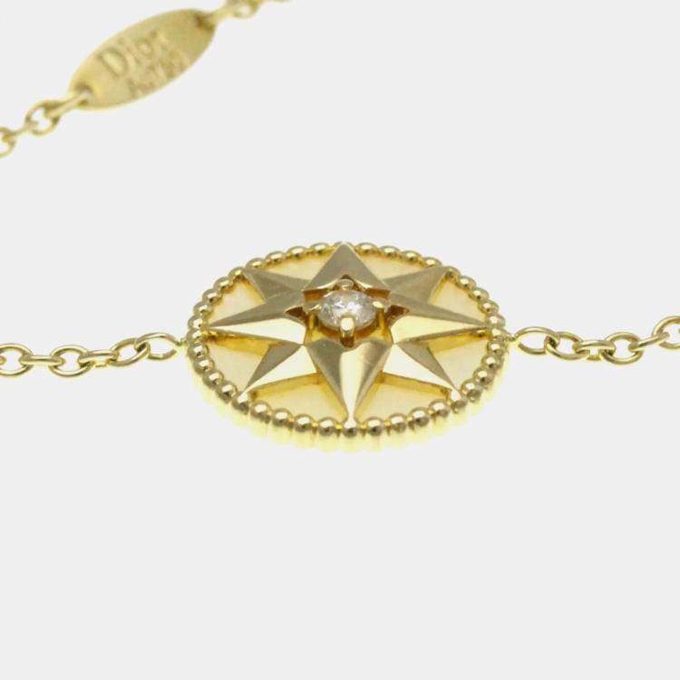 Pre Owned Christian Dior Rose des Vents 18k Yellow Gold Charm Bracelet