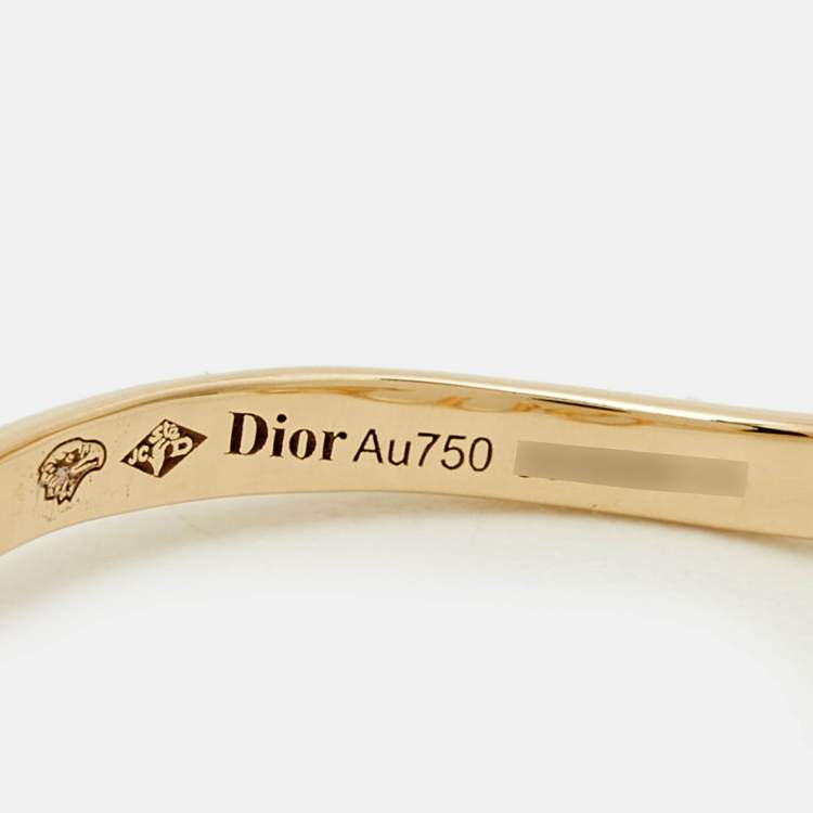 Pre Owned Dior Oui Diamond 18k Yellow Gold Ring Size 55