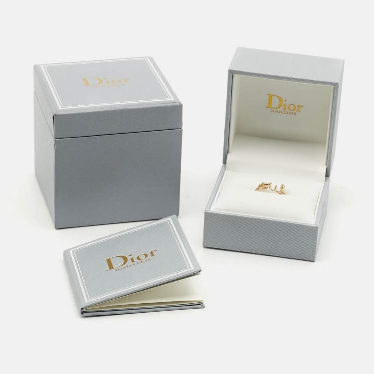 Pre Owned Dior Oui Diamond 18k Yellow Gold Ring Size 55