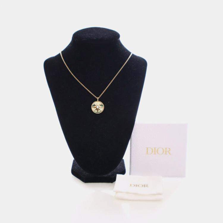 Pre Owned Christian Dior Medium Rose Des Vents Medallion Necklace