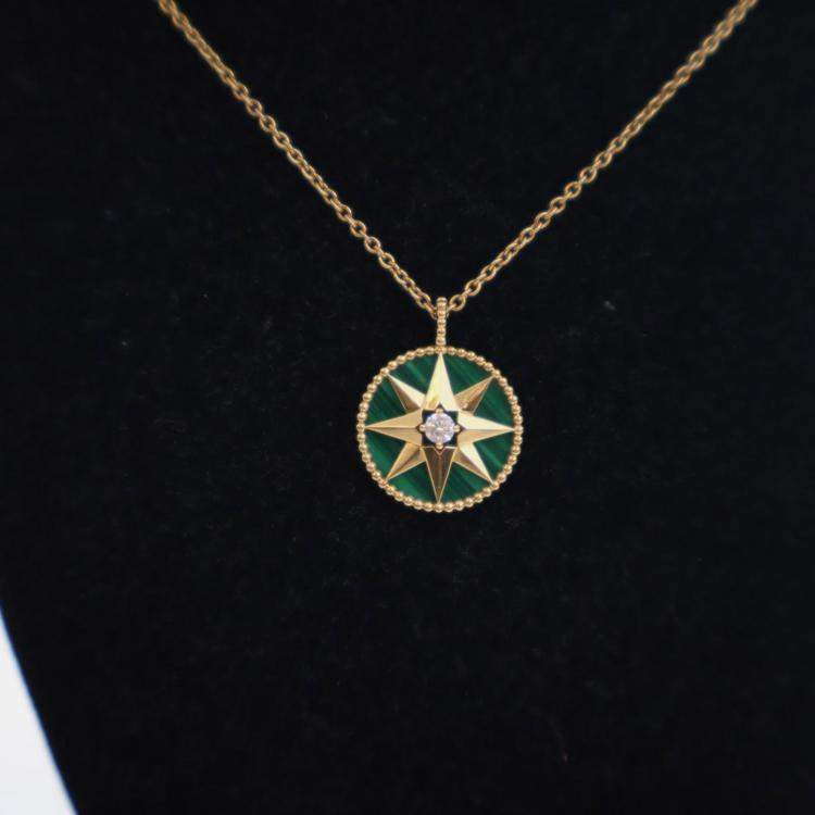 Pre Owned Christian Dior Medium Rose Des Vents Medallion Necklace