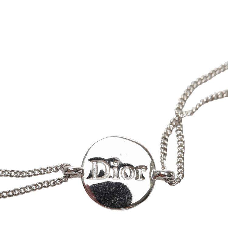 Pre Owned Dior Silver Logo Charm Bracelet