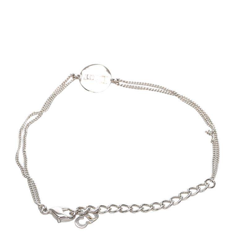 Pre Owned Dior Silver Logo Charm Bracelet