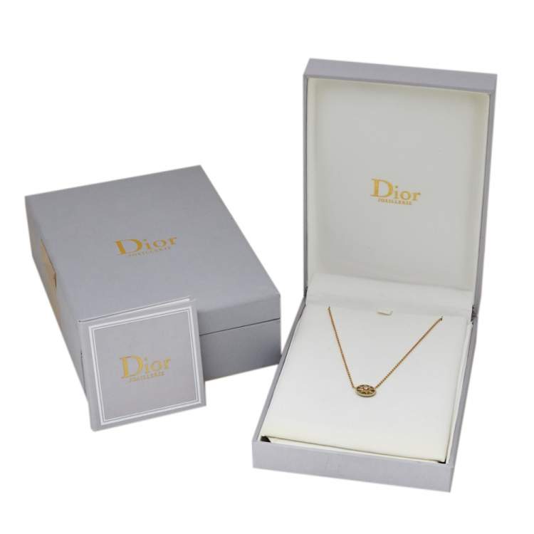 Pre Owned Dior Rose Des Vents Diamond Turquoise 18K Yellow Gold Pendant Necklace