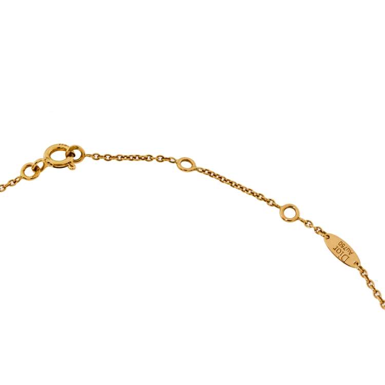 Pre Owned Dior Rose Des Vents Diamond Turquoise 18K Yellow Gold Pendant Necklace