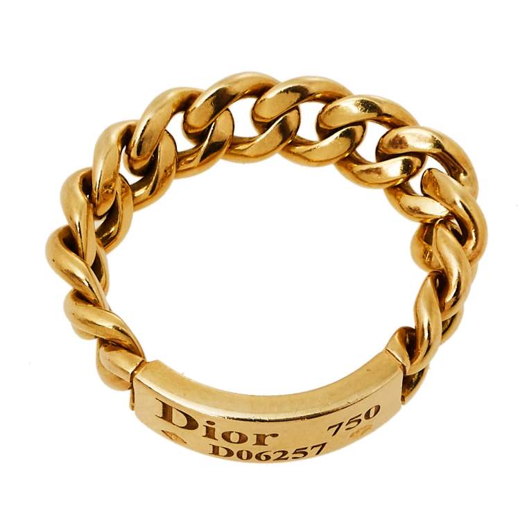 Pre Owned Dior 18K Yellow Gold Chain Link Ring Size 57