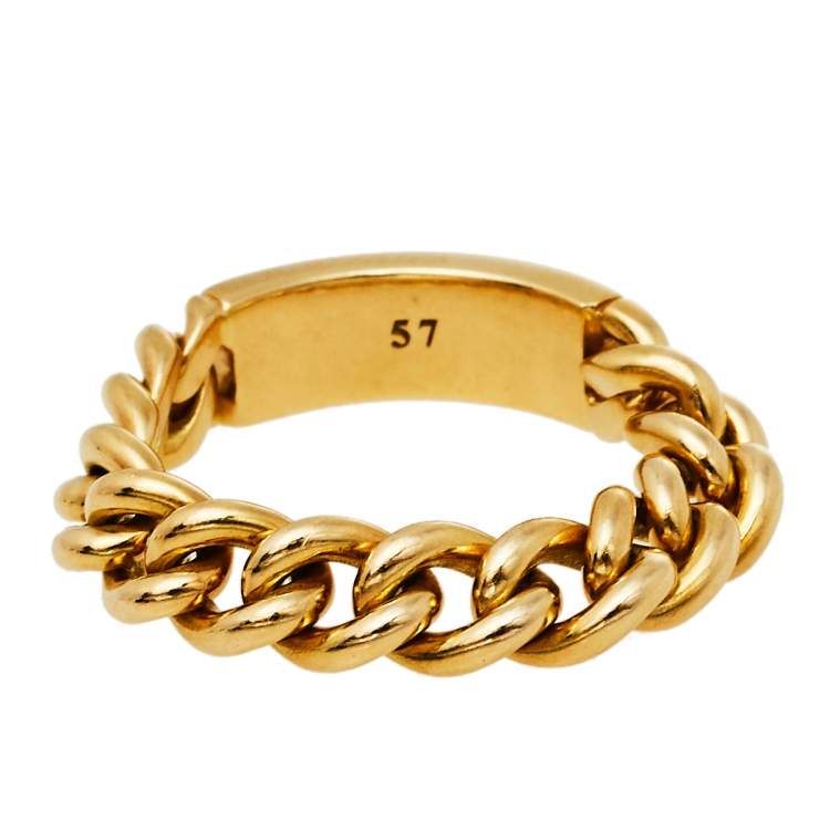 Pre Owned Dior 18K Yellow Gold Chain Link Ring Size 57
