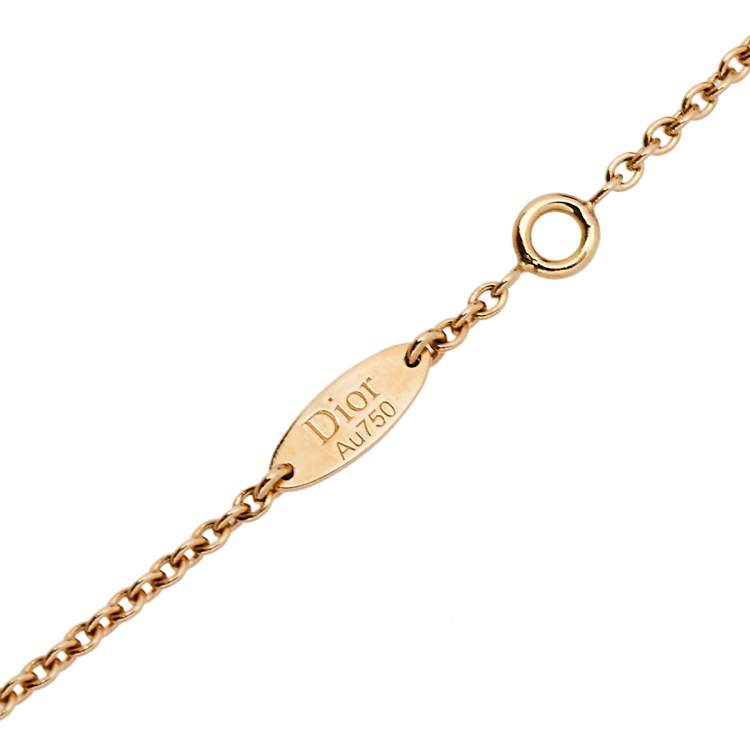 Pre Owned Dior Rose Des Vents Diamond Mother of Pearl 18K Yellow Gold Pendant Necklace