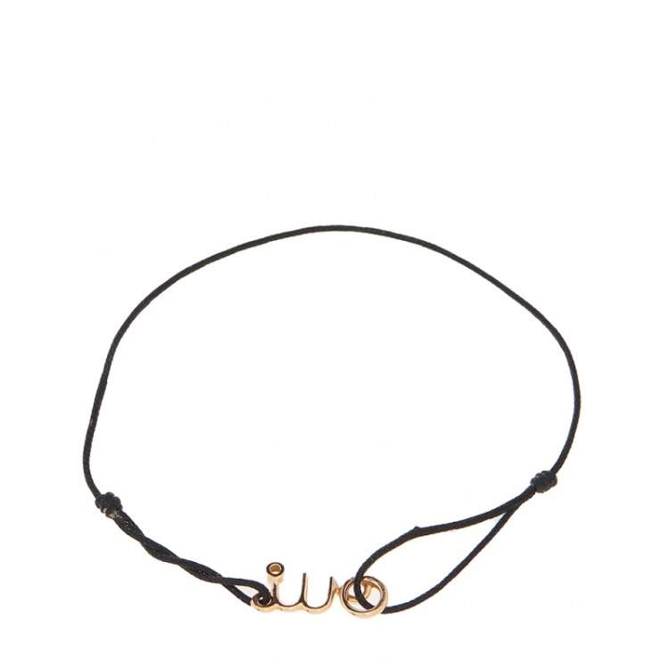 Pre Owned Dior Oui Diamond 18K Yellow Gold Black Cord Bracelet
