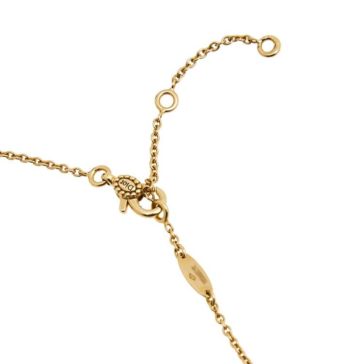 Pre Owned Dior Rose de Vents Diamond 18K Yellow Gold Pendant Necklace