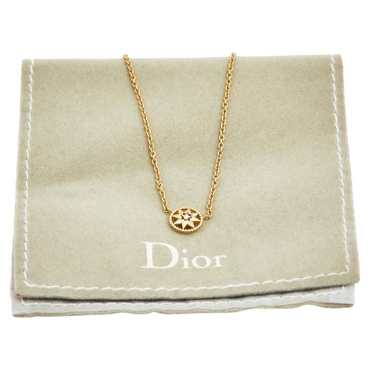 Pre Owned Dior Rose de Vents Diamond 18K Yellow Gold Pendant Necklace