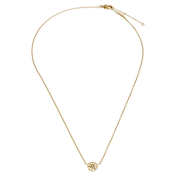 Pre Owned Dior Rose de Vents Diamond 18K Yellow Gold Pendant Necklace