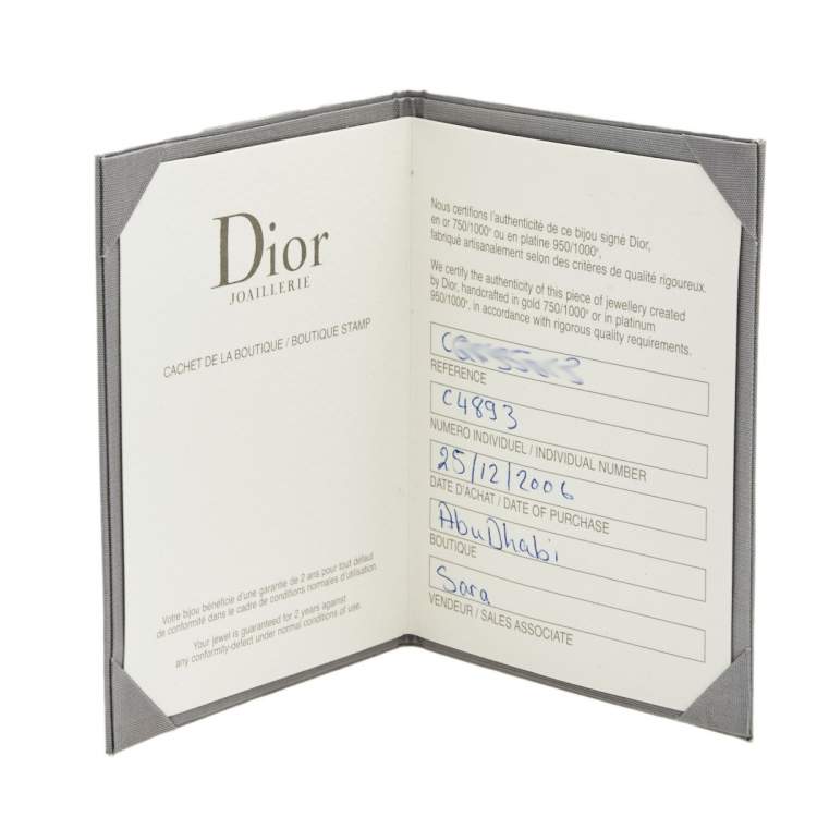 Pre Owned Dior Coquin Diamond 18k Yellow Gold Hoop Earrings