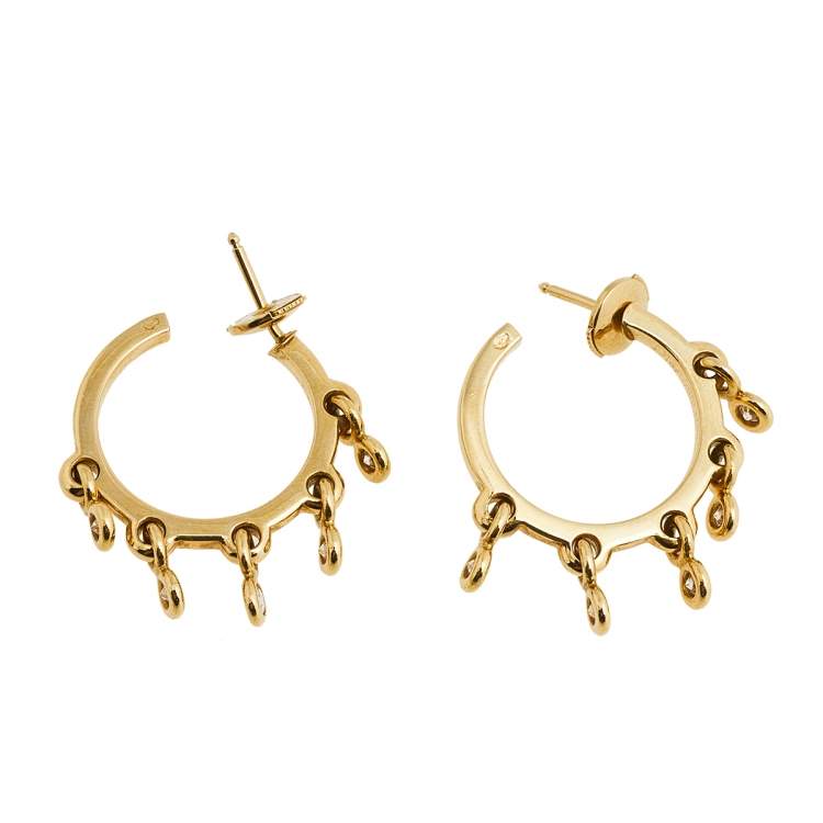 مملوكة مسبقًا Dior Coquin Diamond 18k Yellow Gold Hoop Earrings