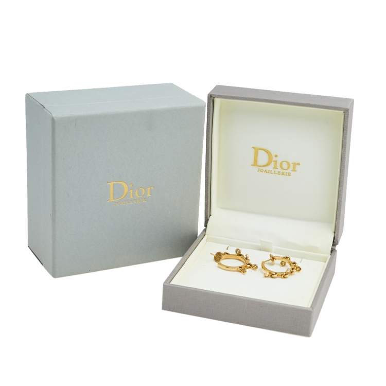 مملوكة مسبقًا Dior Coquin Diamond 18k Yellow Gold Hoop Earrings