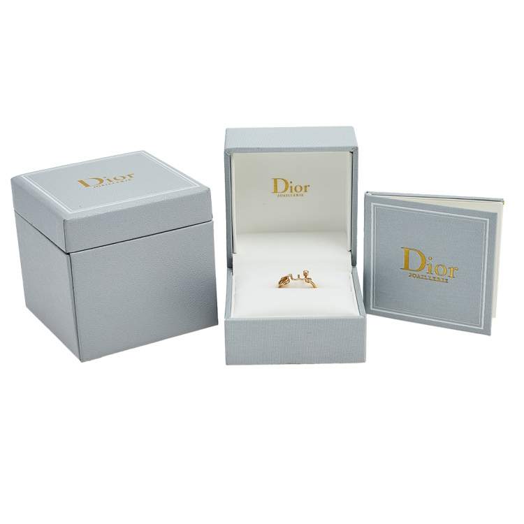 Pre Owned Dior Oui 1 Diamond 18k Rose Gold Ring Size 54