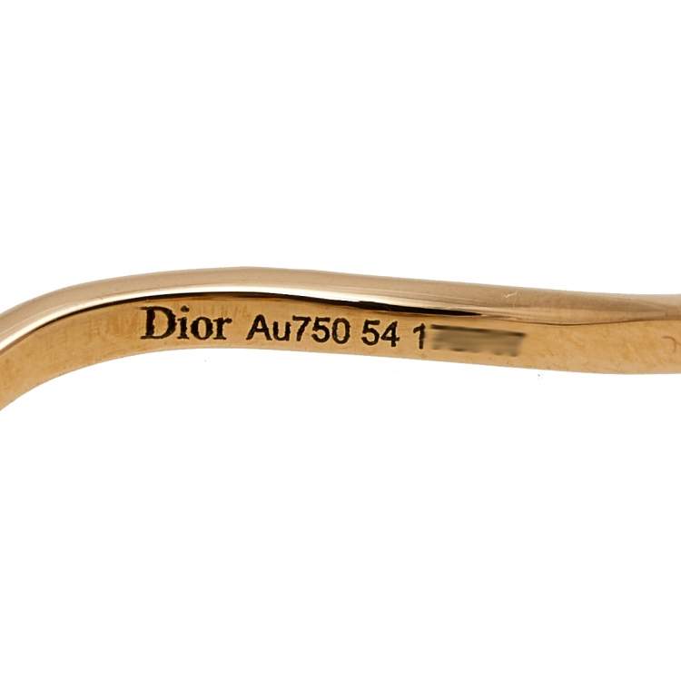 Pre Owned Dior Oui 1 Diamond 18k Rose Gold Ring Size 54