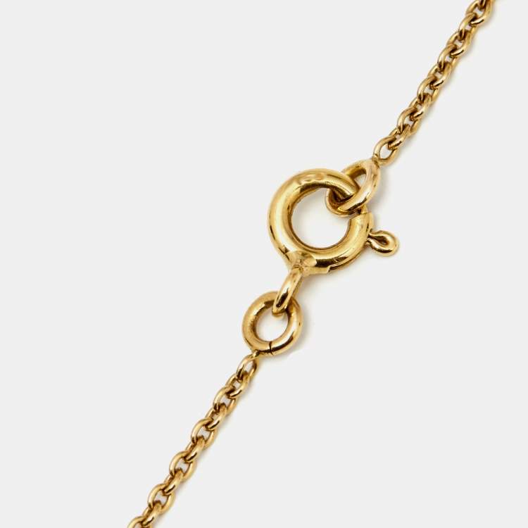 Pre Owned Dior Rose de Vents Mother of Pearl Diamond 18K Yellow Gold Pendant Necklace