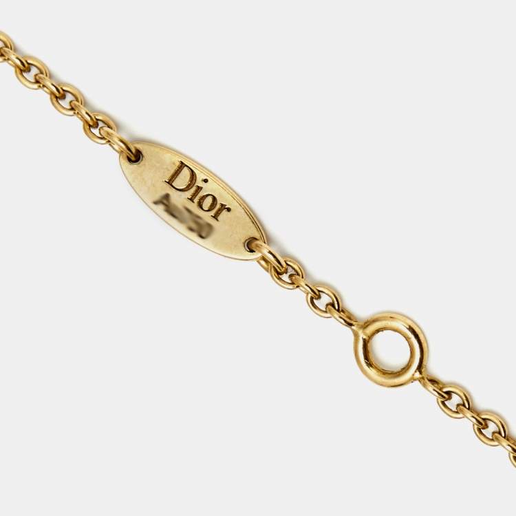 Pre Owned Dior Rose de Vents Mother of Pearl Diamond 18K Yellow Gold Pendant Necklace