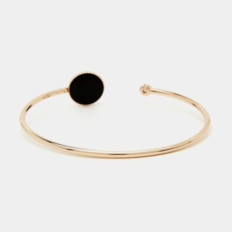 Pre Owned Dior Rose de Vents Onyx Diamond 18k Rose Gold Open Cuff Bracelet
