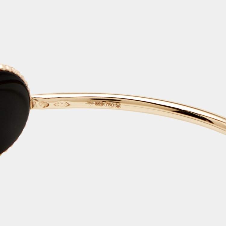 Pre Owned Dior Rose de Vents Onyx Diamond 18k Rose Gold Open Cuff Bracelet
