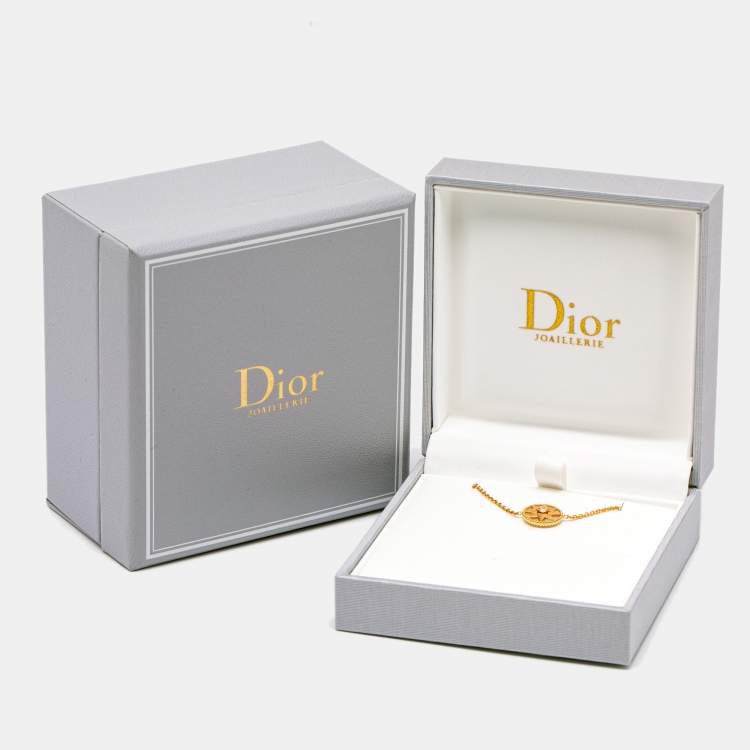Pre Owned Dior Rose Des Vents Mother of Pearl Diamond 18k Yellow Gold Bracelet